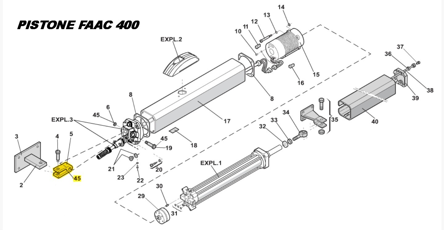 pistone FAAC 400 forcella posteriore 