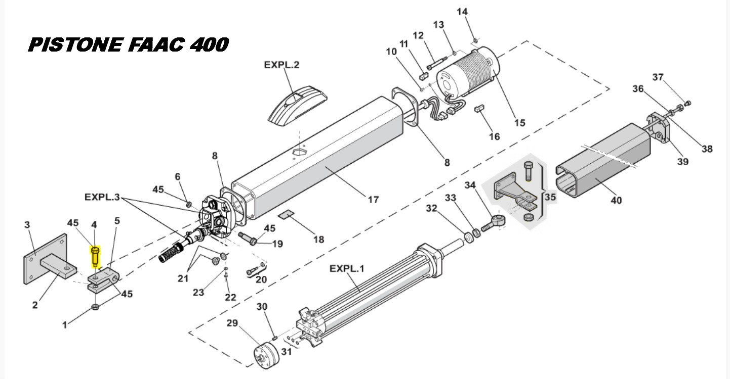 pistone FAAC 400 perno forcella anteriore 