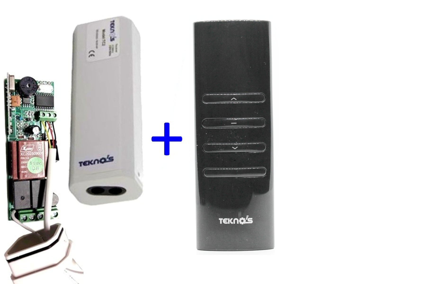 Kit Centralina per motorizzazioni di tende da sole, tapparelle con motori Teknos TC2 +telecomando telly01B 433.92 Mhz rolling code